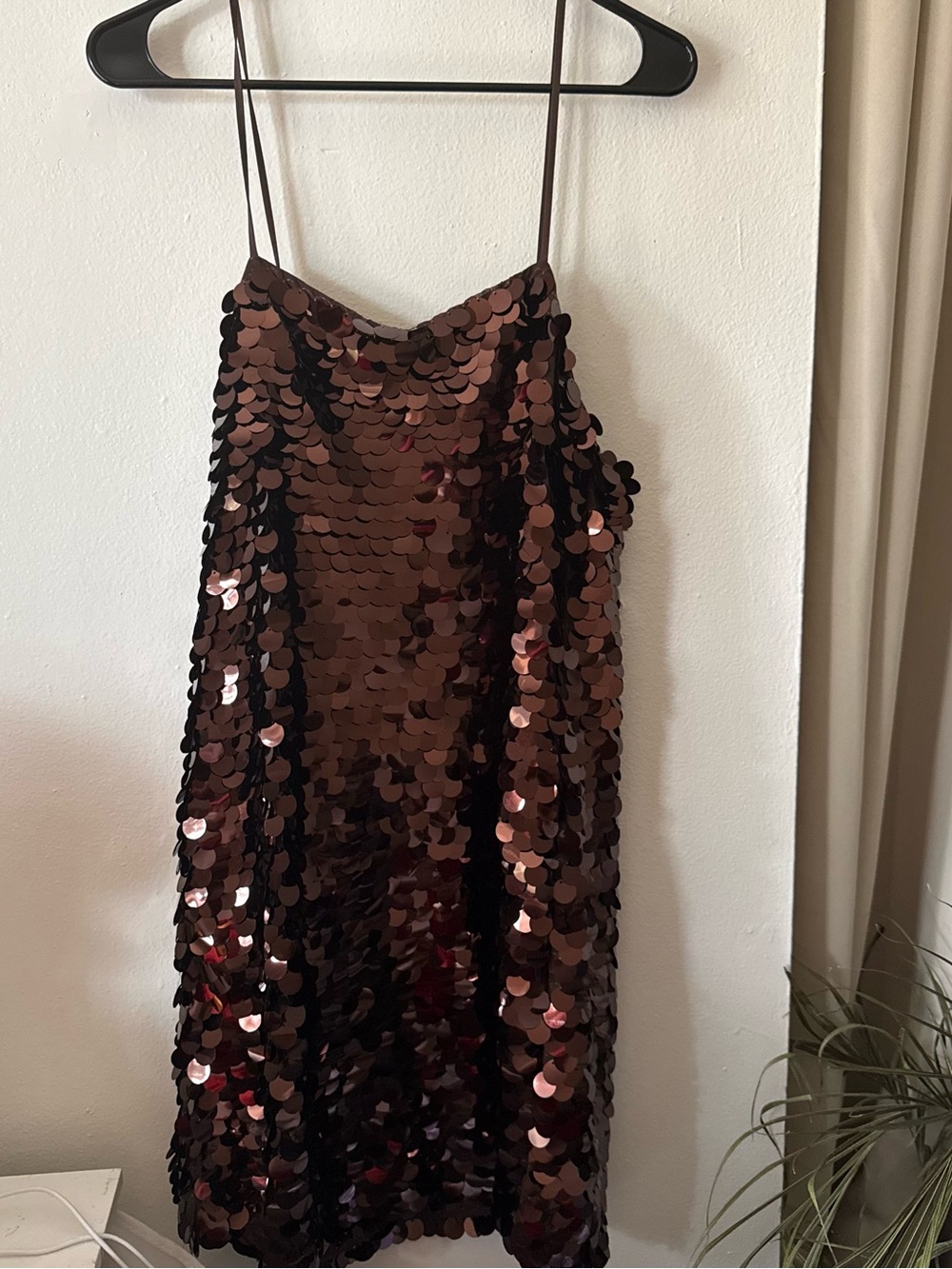 a new day Rose-Brown Sequin Mini Slip Dress